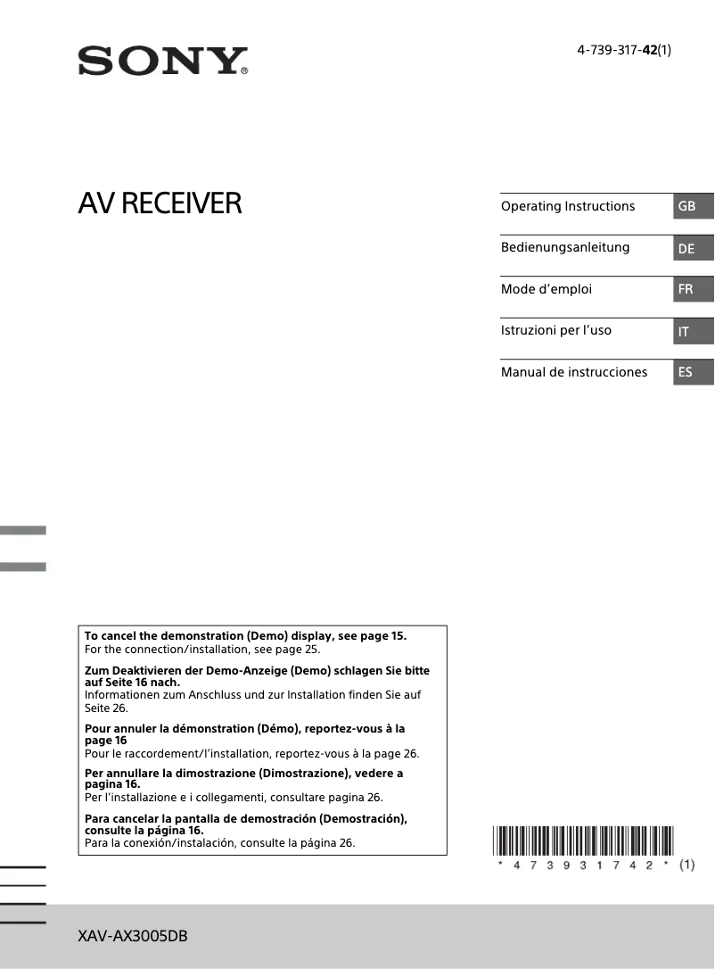 Page n°1 - Manuel utilisateur Sony DSX-A310DAB