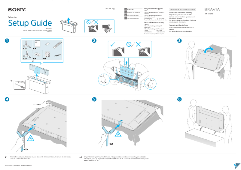 Page 1 de la notice Guide d'installation Sony Bravia XR-50X90J