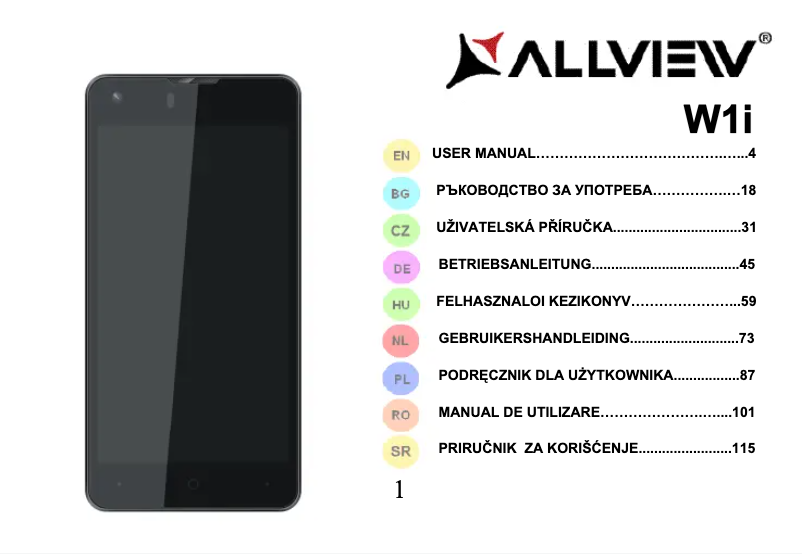 Image de la première page du manuel de l'appareil W1i