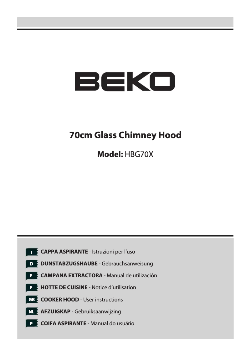 Page 1 de la notice Manuel utilisateur Beko HBG70