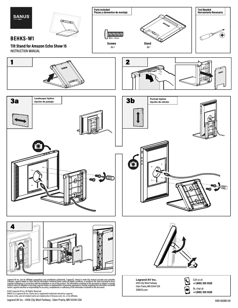 Page 1 de la notice Manuel utilisateur Sanus BEHKS