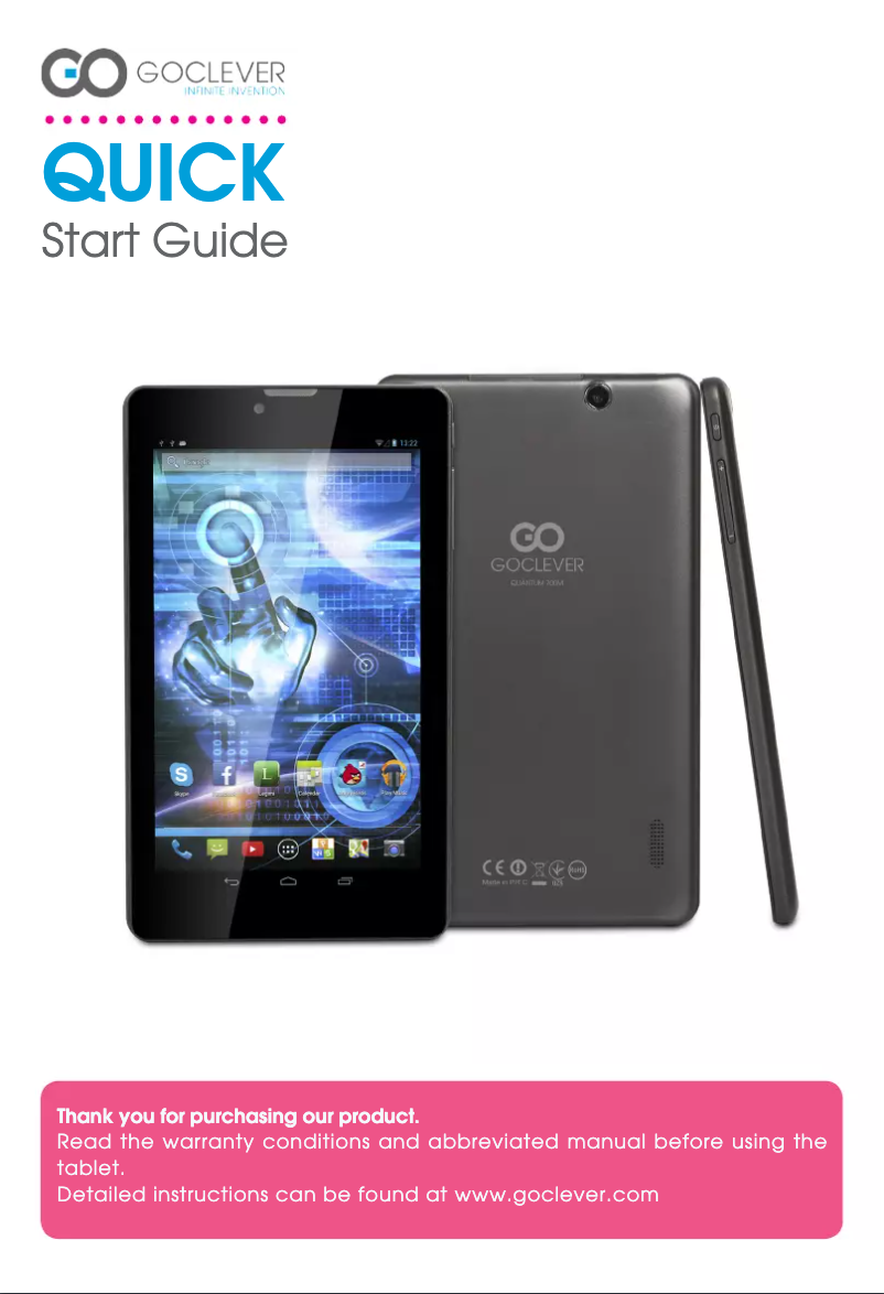 Page 1 de la notice Manuel utilisateur GoClever Quantum 700M