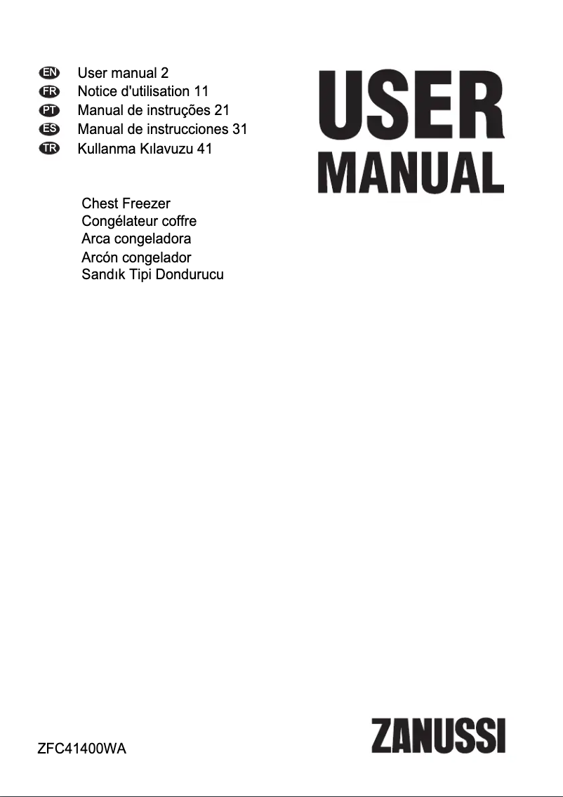 Image de la première page du manuel de l'appareil ZFC41400