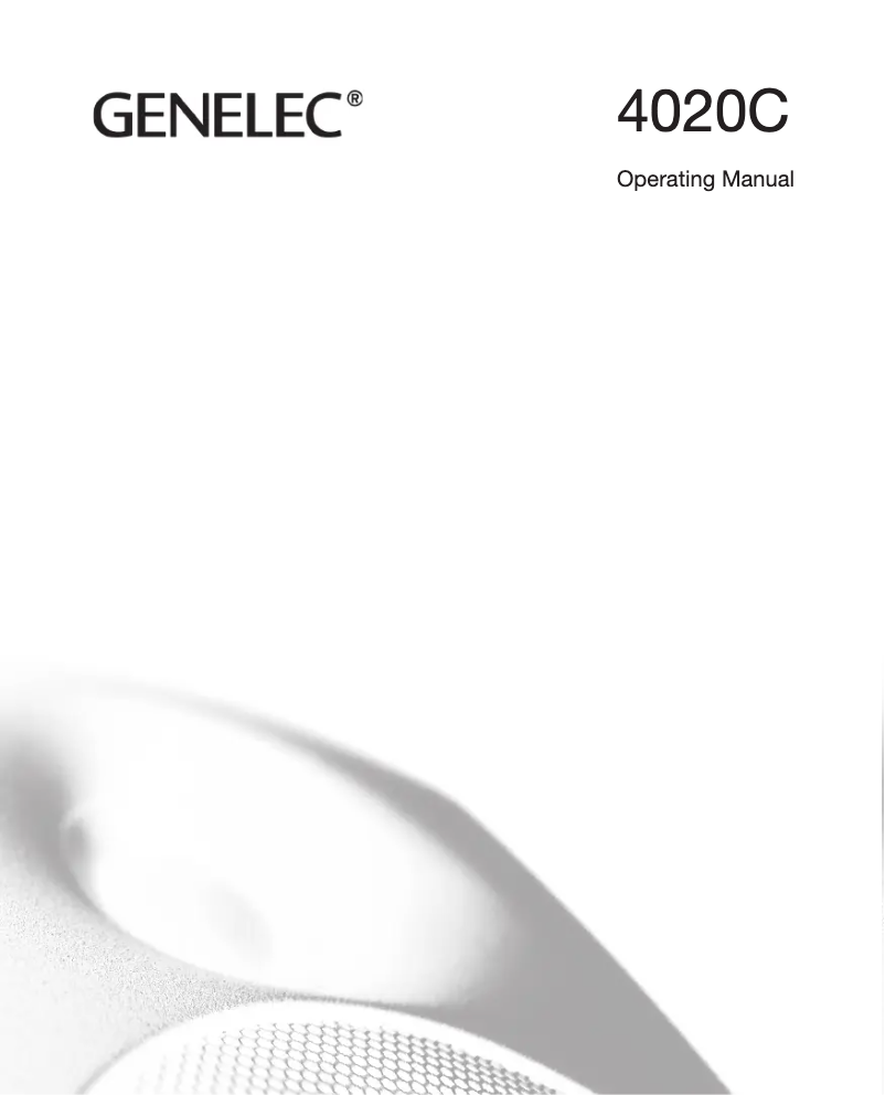 Page n°1 - Manuel utilisateur Genelec 4020C