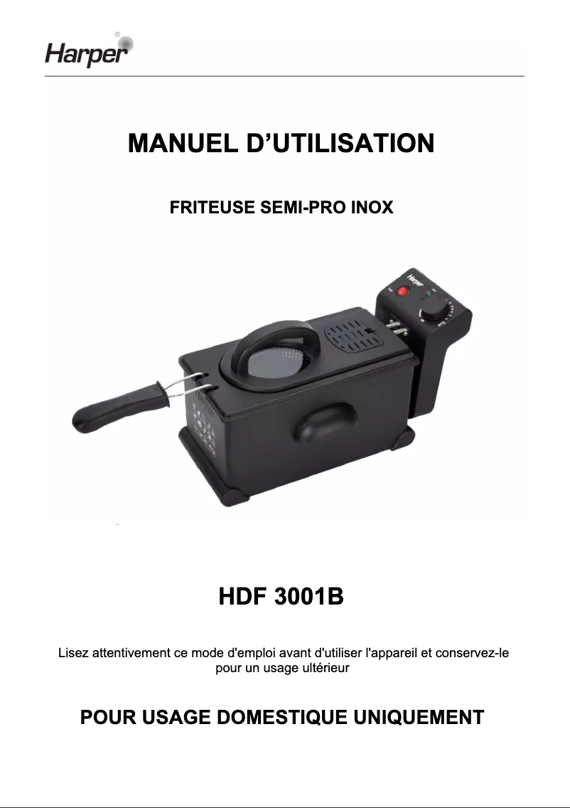 Page 1 de la notice Manuel utilisateur Harper HDF3001B