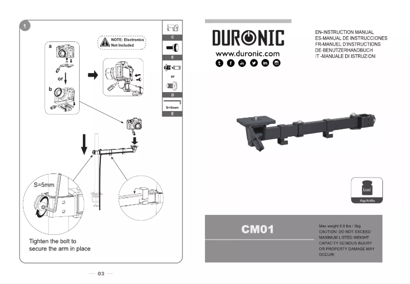 Page 1 de la notice Manuel utilisateur Duronic CM01