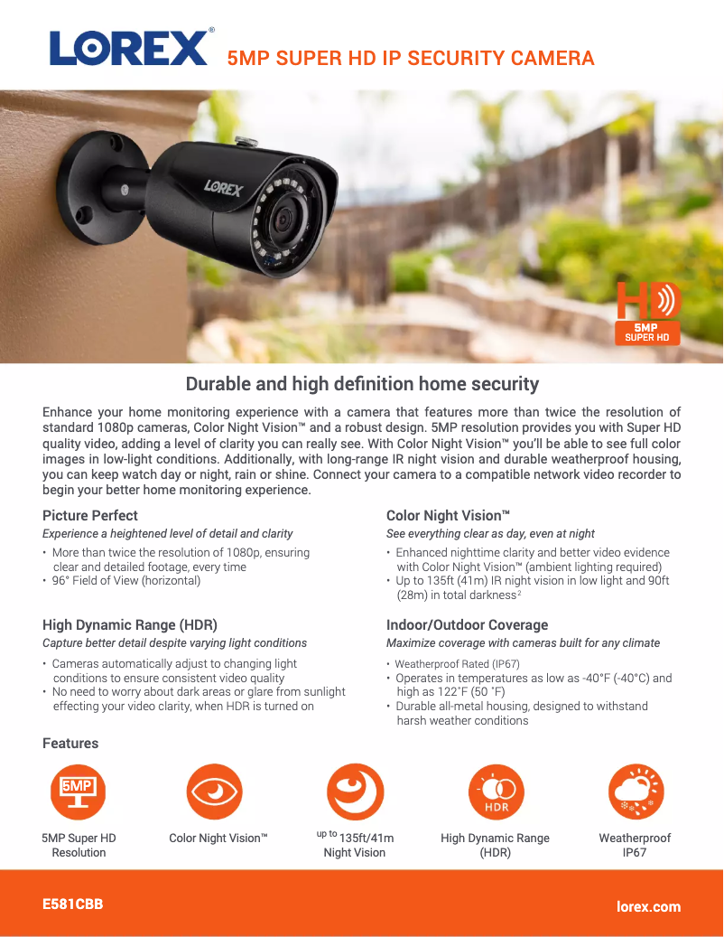 Page n°1 - Fiche technique Lorex E581CBB-W