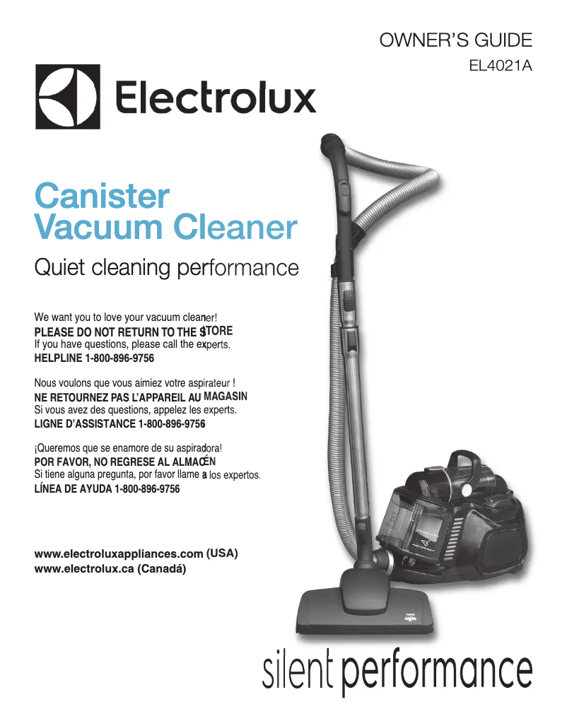 Page n°1 - Manuel utilisateur Electrolux Silent Performer Cyclone EL4021A