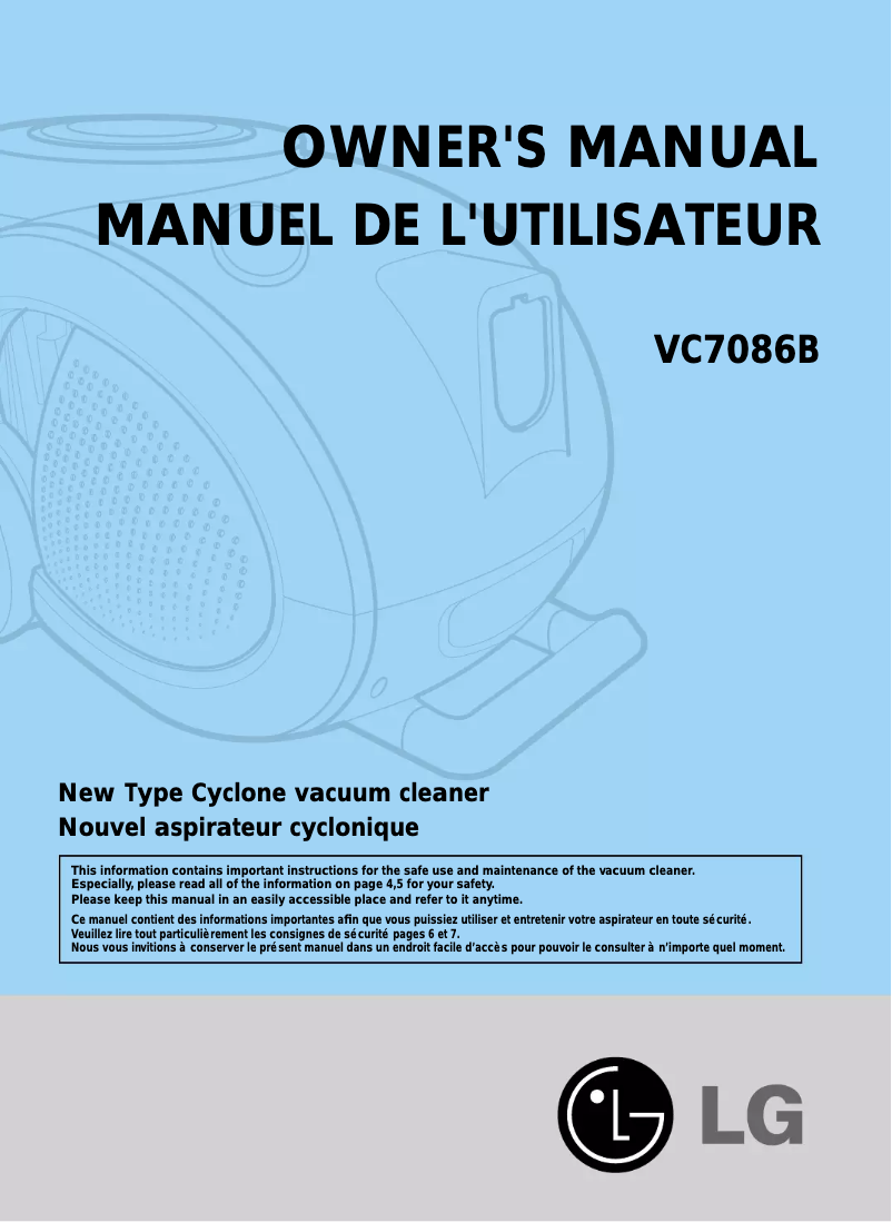 Page n°1 - Manuel utilisateur LG VC7086B