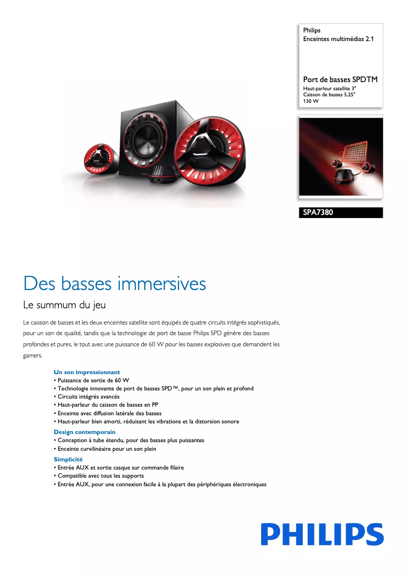 Image de la première page du manuel de l'appareil SPA7380