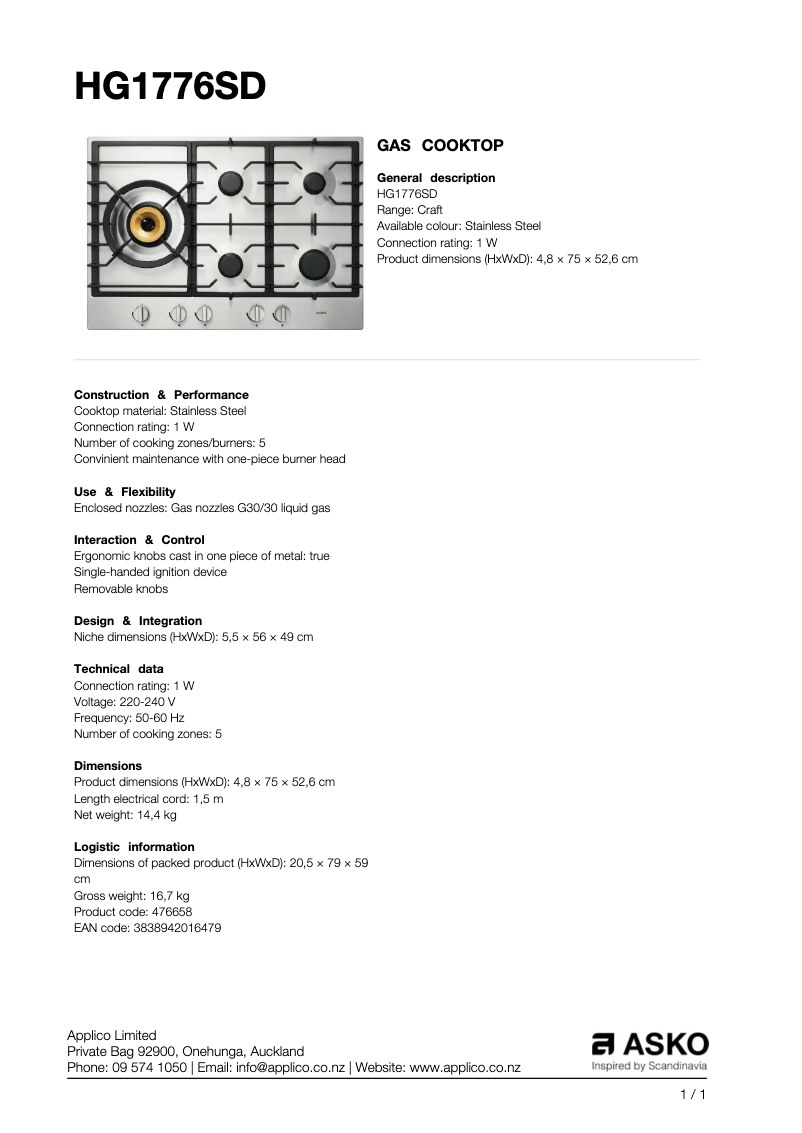 Image de la première page du manuel de l'appareil HG1776SD