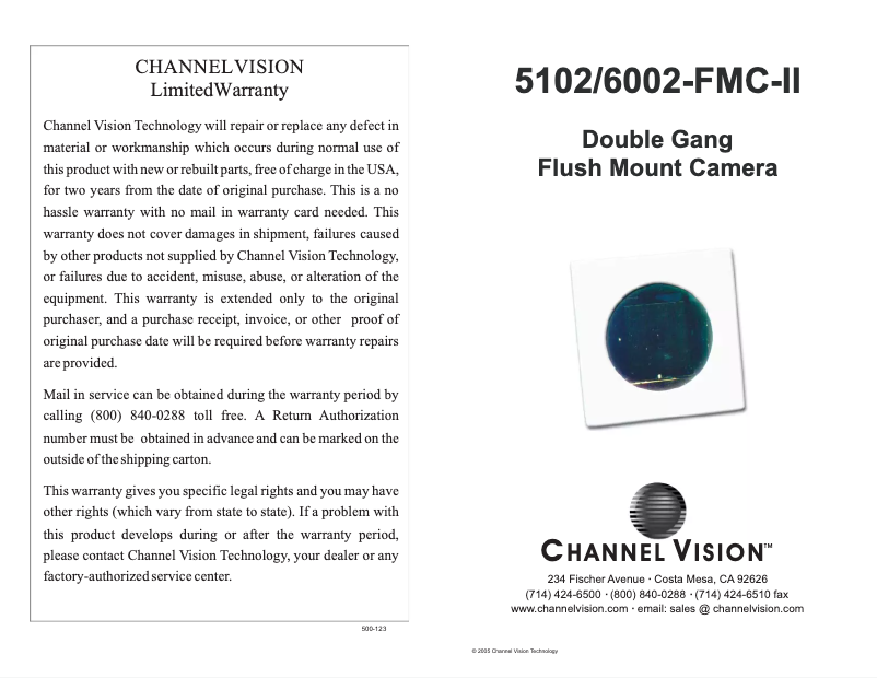 Page n°1 - Manuel utilisateur Channel Vision 6002FMC2