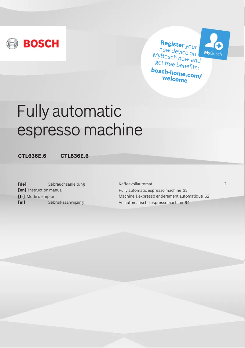 Page 1 de la notice Manuel utilisateur Bosch AccentLine CTL836EC6