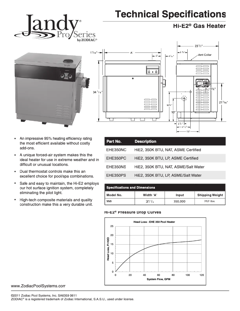 Page 1 de la notice Fiche technique JANDY Hi-E2