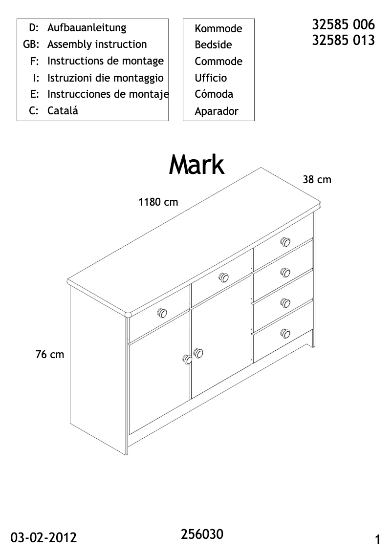 Página 1 del manual Manual de usuario JYSK Tange (118x77x38)