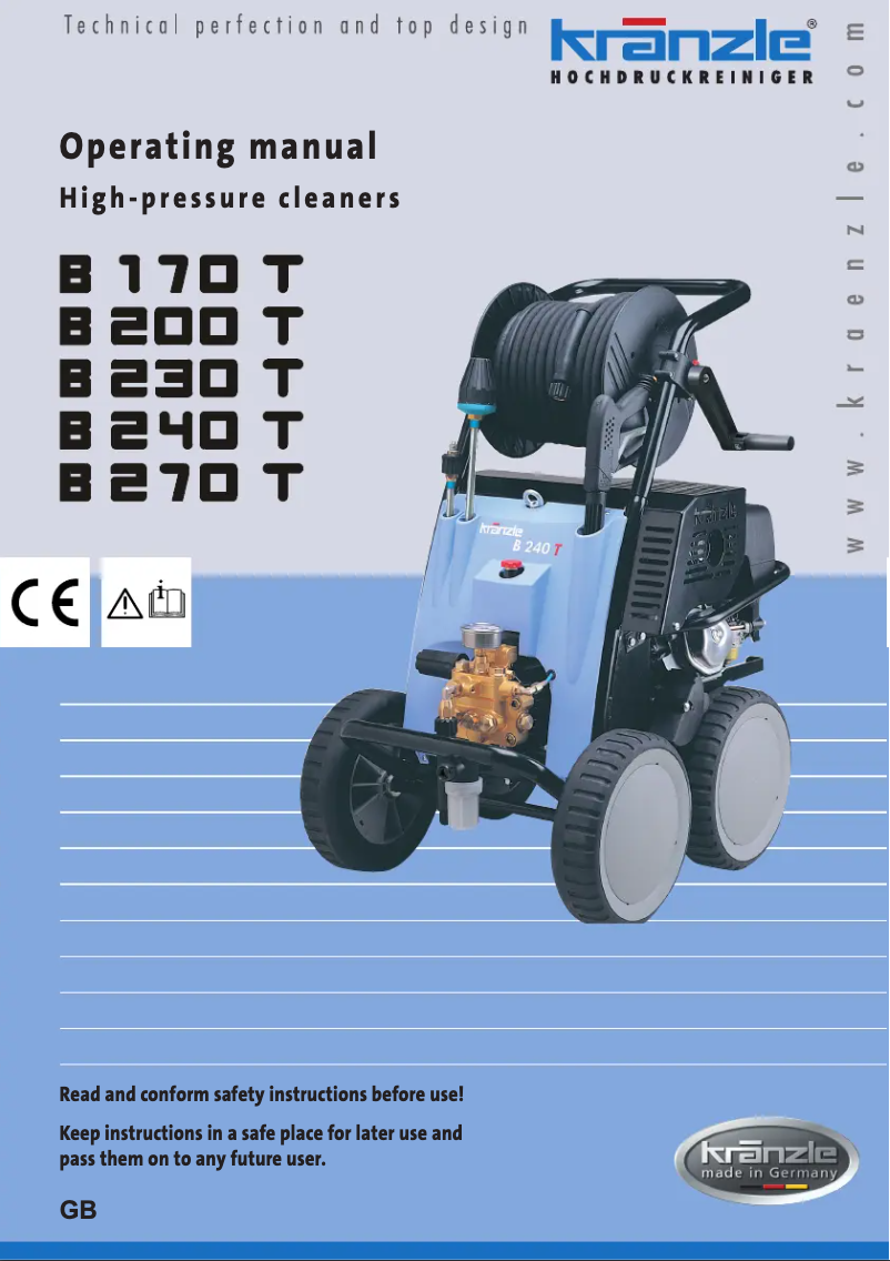 Page n°1 - Manuel utilisateur Kränzle B 170 T
