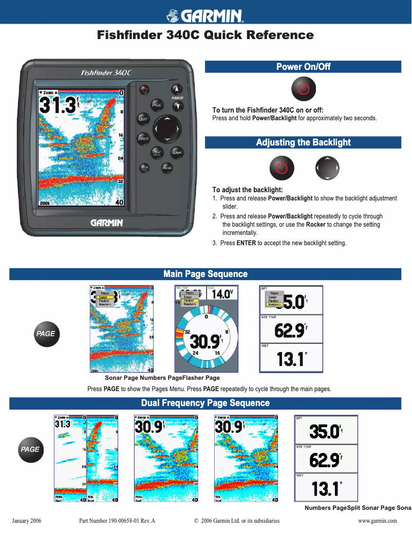 Página 1 del manual Manual de usuario Garmin FishFinder 340c