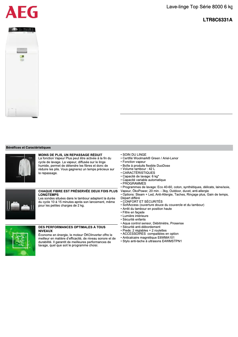 Image de la première page du manuel de l'appareil LTR8C6331A