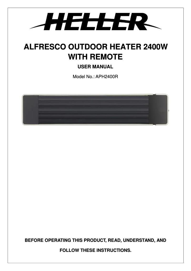 Page n°1 - Manuel utilisateur Heller APH2400R