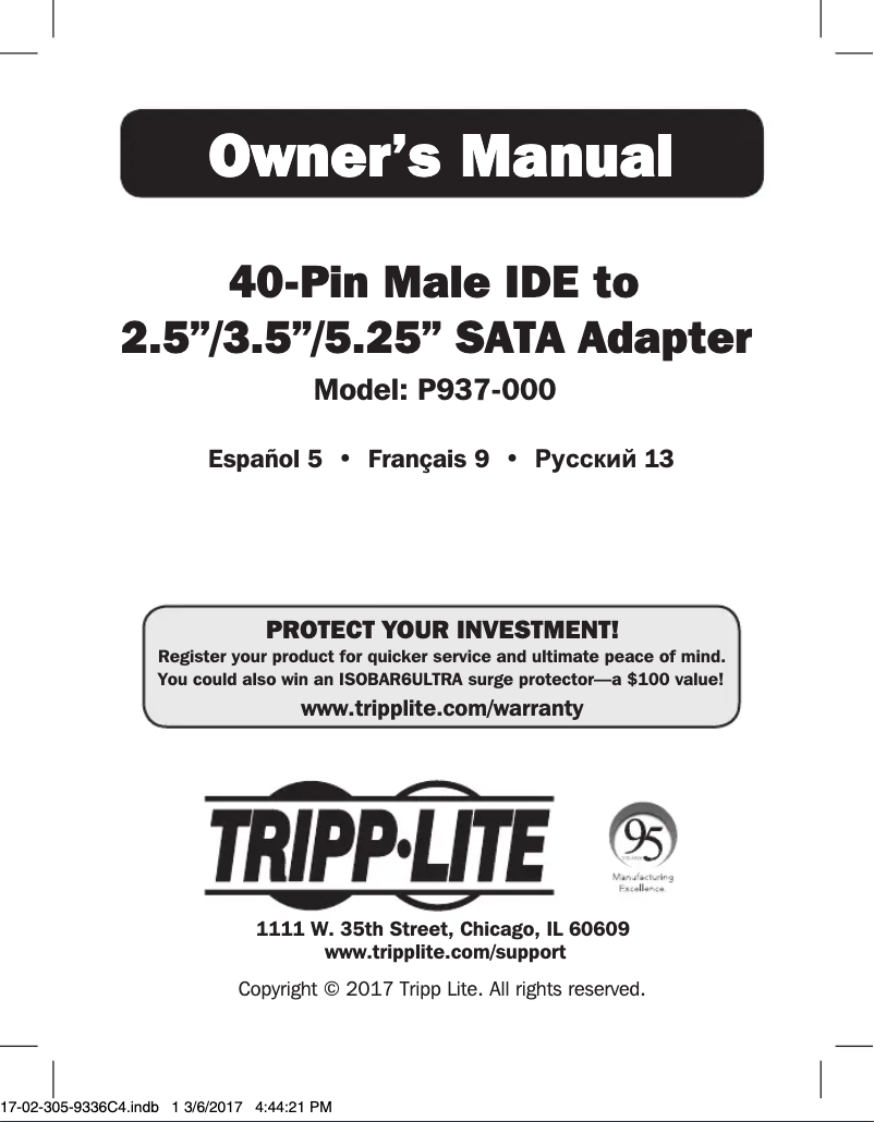 Page n°1 - Manuel utilisateur Tripp Lite P937-000