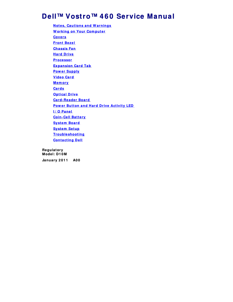 Image de la première page du manuel de l'appareil Vostro 460