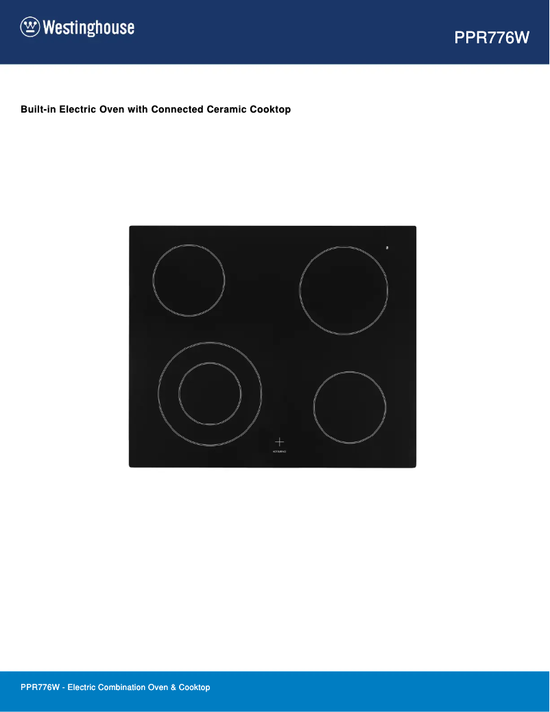 Page 1 de la notice Fiche technique Westinghouse PPR776W