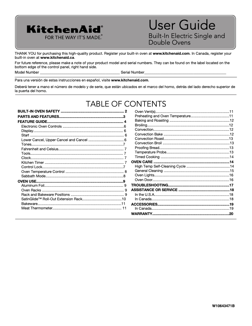 Página 1 del manual Manual de usuario KitchenAid KODT107ESS