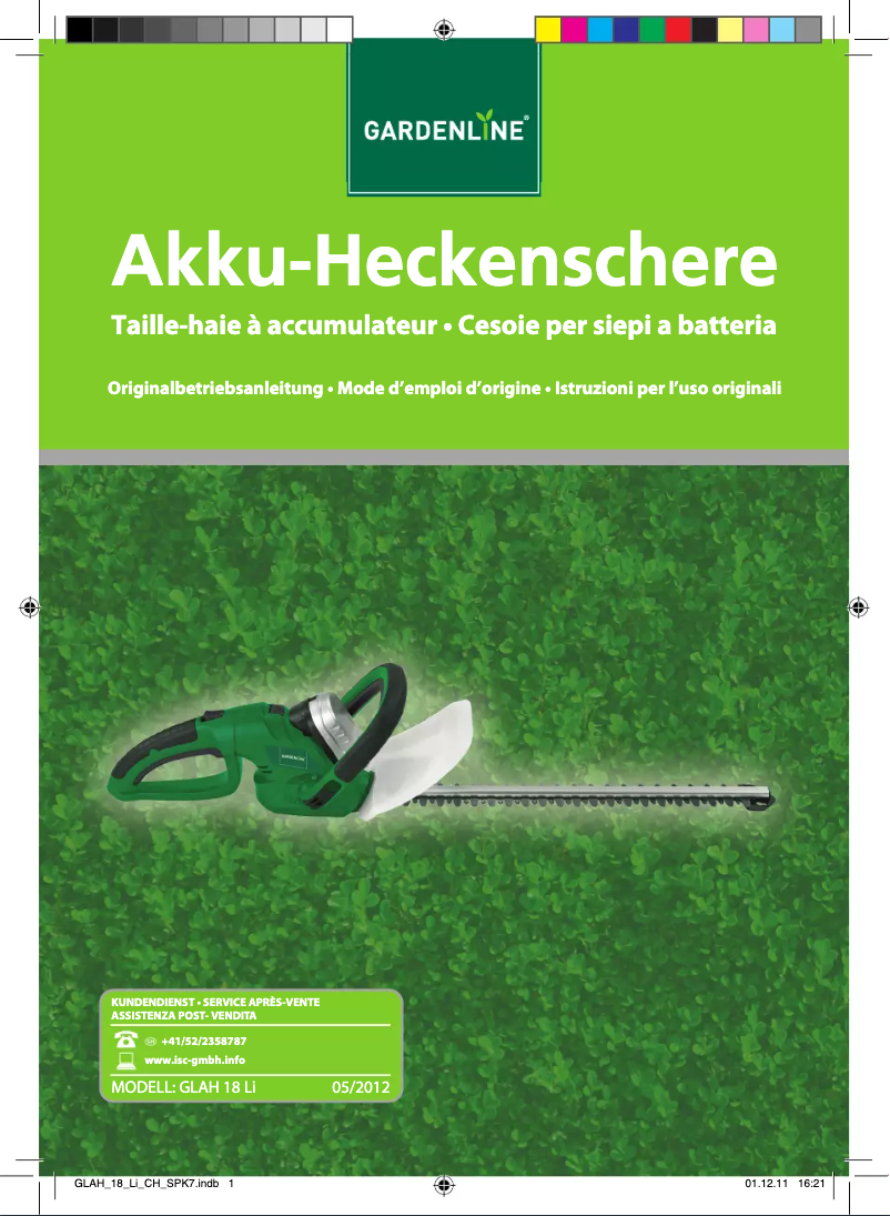 Image de la première page du manuel de l'appareil GLAH 18 Li