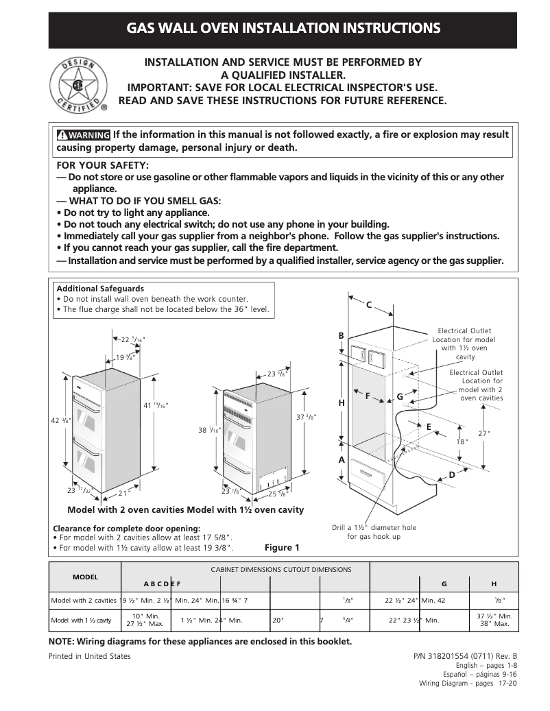 Page 1 de la notice Guide d'installation Frigidaire FGB24L2AS