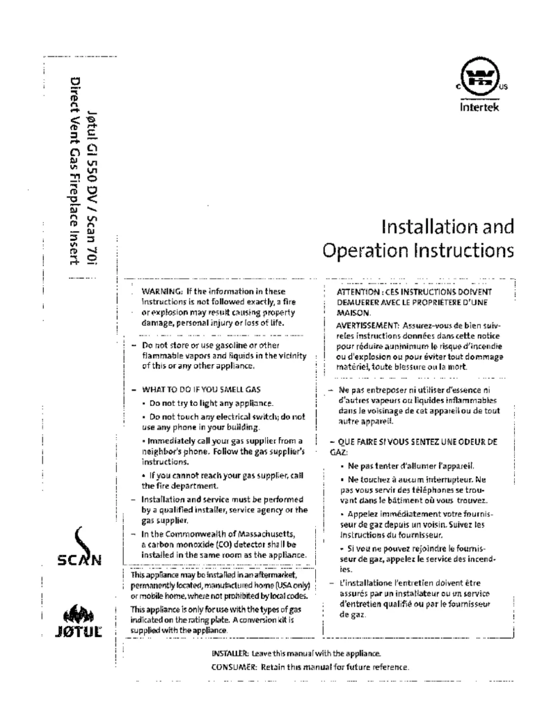 Page 1 de la notice Manuel utilisateur Jøtul GI 550 DV