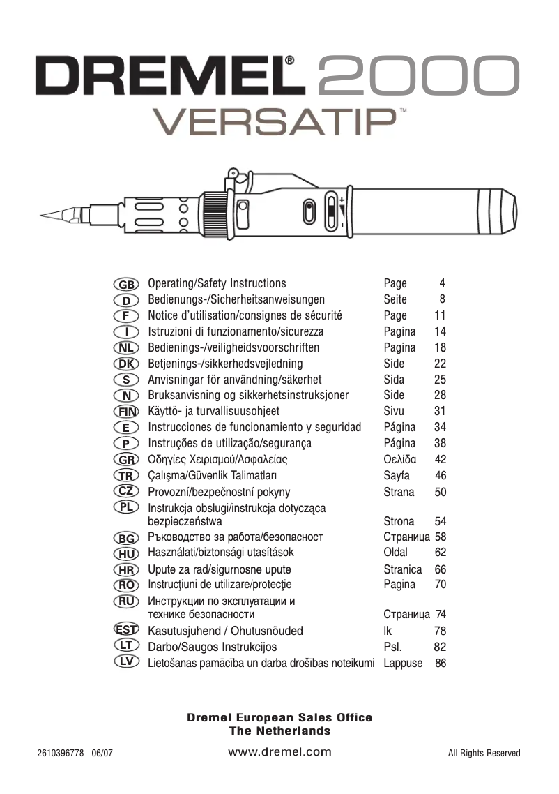 Imagen de la primera página del manual del dispositivo VersaTip 2000