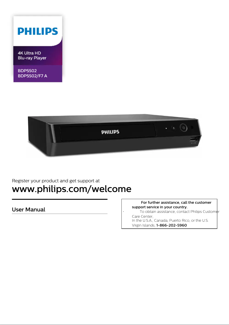 Page n°1 - Manuel utilisateur Philips BDP5502