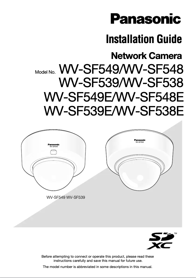 Page n°1 - Manuel utilisateur Panasonic WV-SF548E