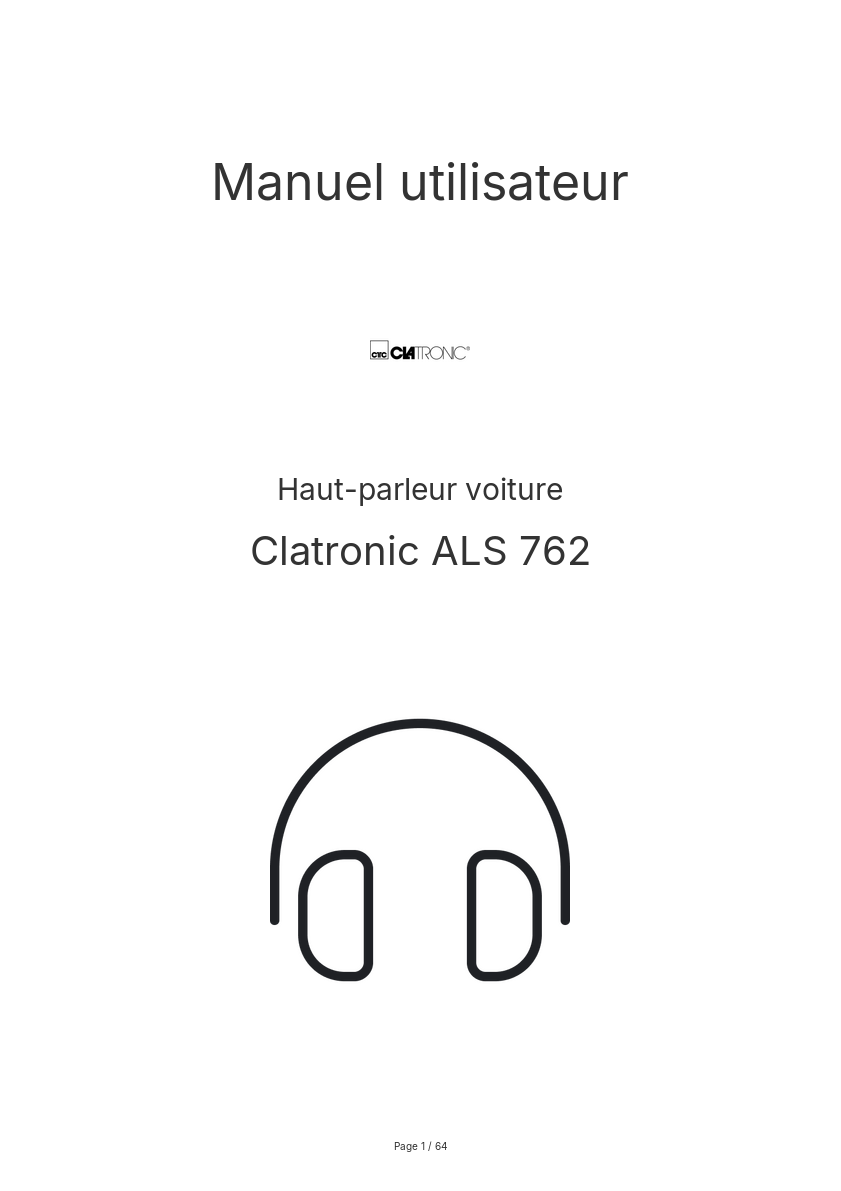 Image de la première page du manuel de l'appareil ALS 762