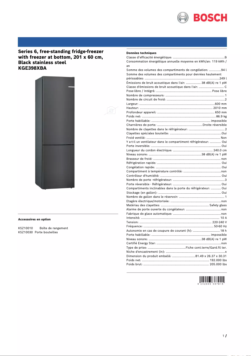 Image de la première page du manuel de l'appareil KGE398XBA