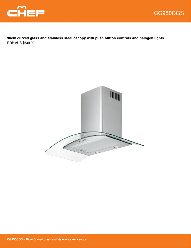 Page 1 de la notice Fiche technique Chef CG950CGS