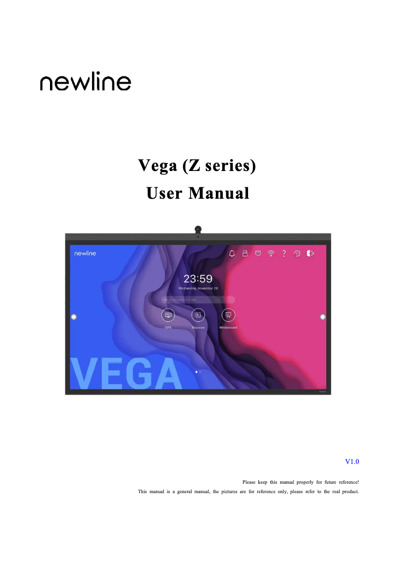 Page n°1 - Manuel utilisateur Newline Vega