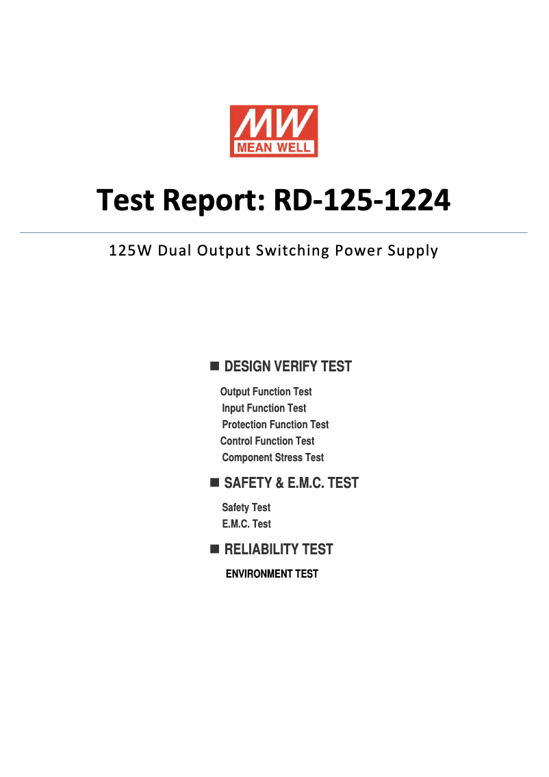 Page 1 de la notice Fiche technique Mean Well RD-125-1224