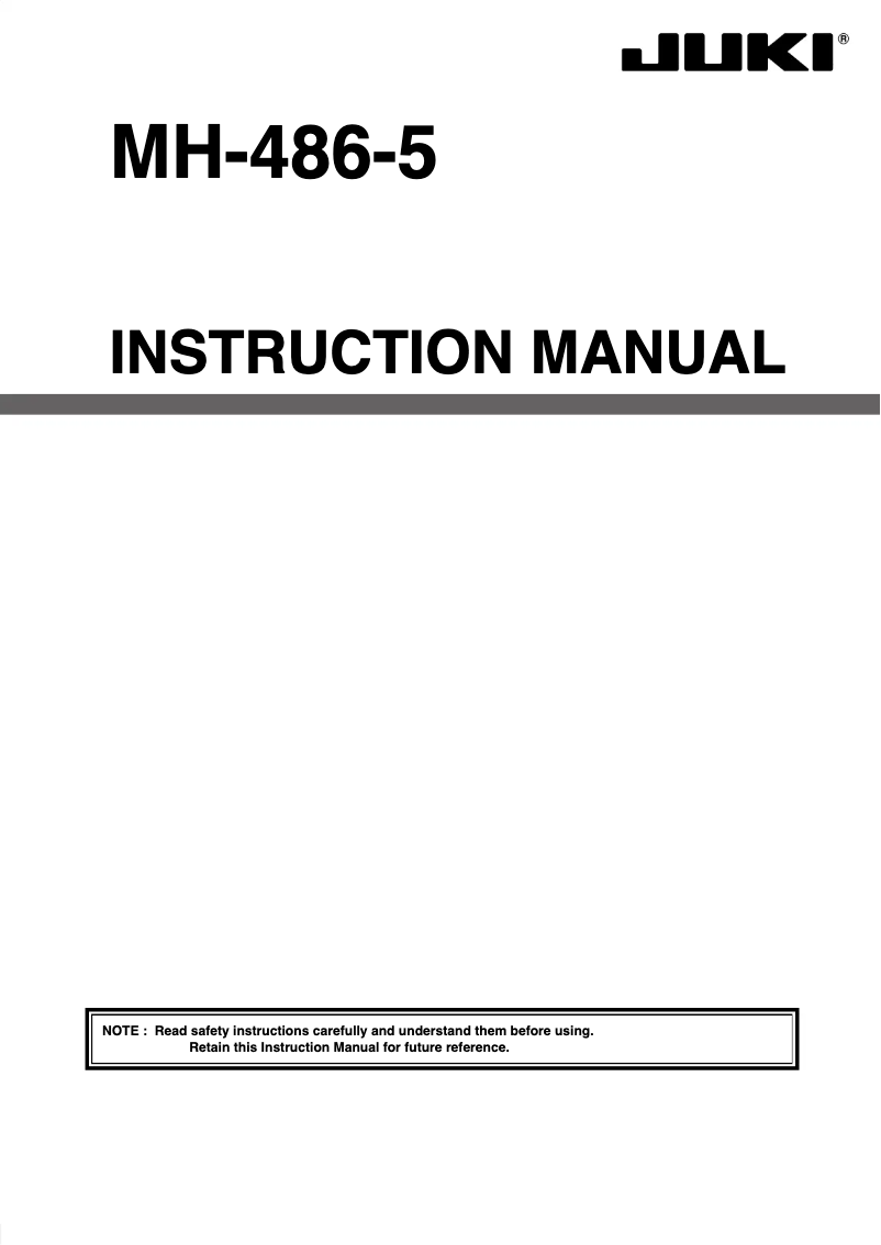Page n°1 - Manuel utilisateur Juki MH-486