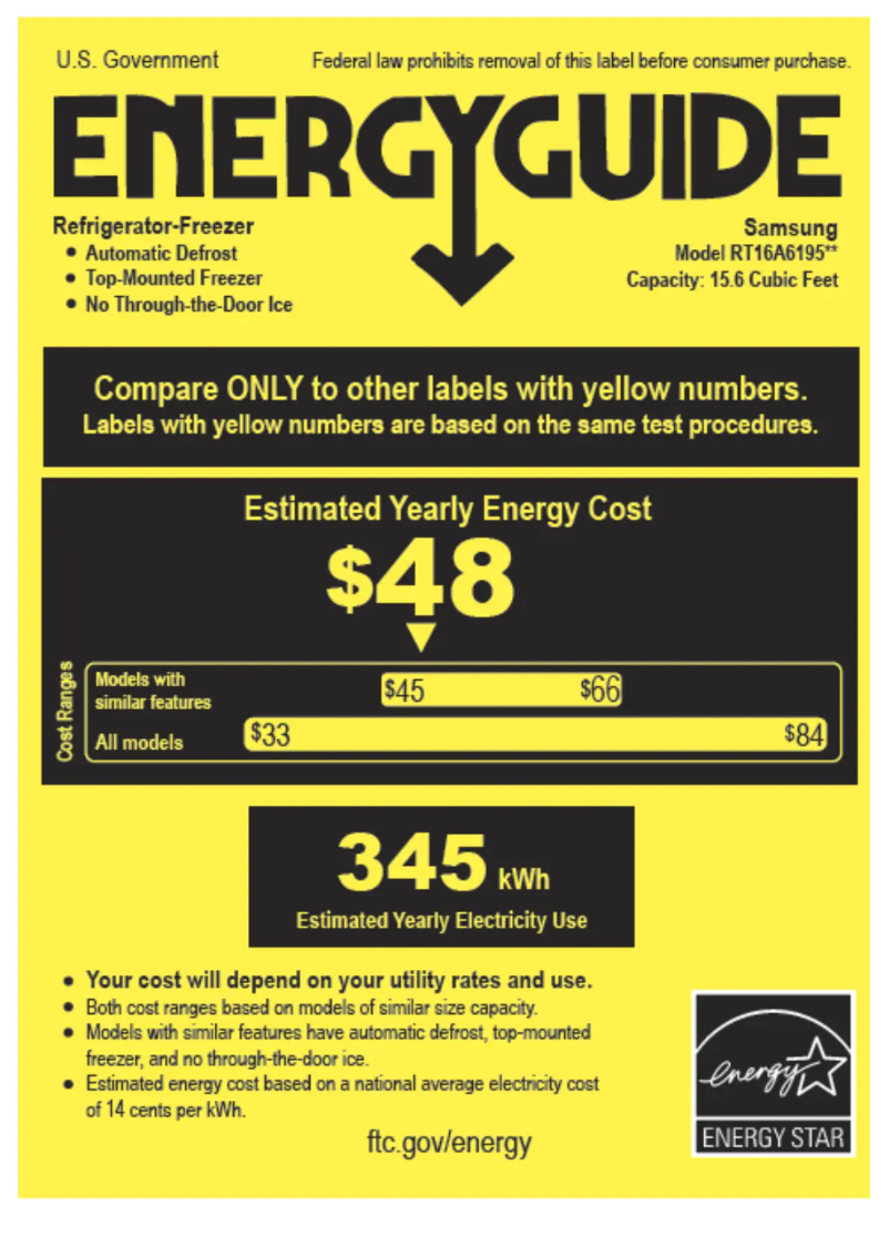 Page n°1 - Label énergétique Samsung RT16A6195SR