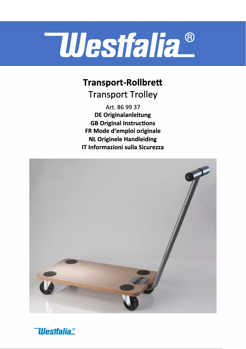 Page 1 de la notice Manuel utilisateur Westfalia 869937