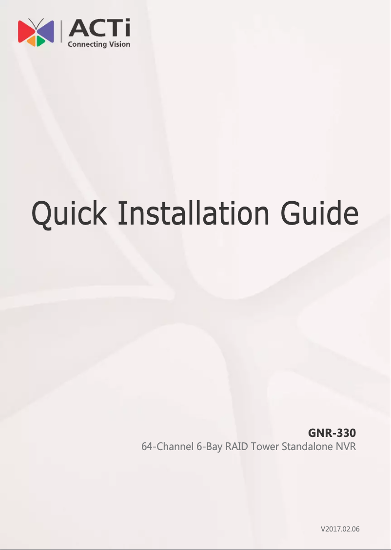 Page n°1 - Manuel utilisateur ACTi GNR-330