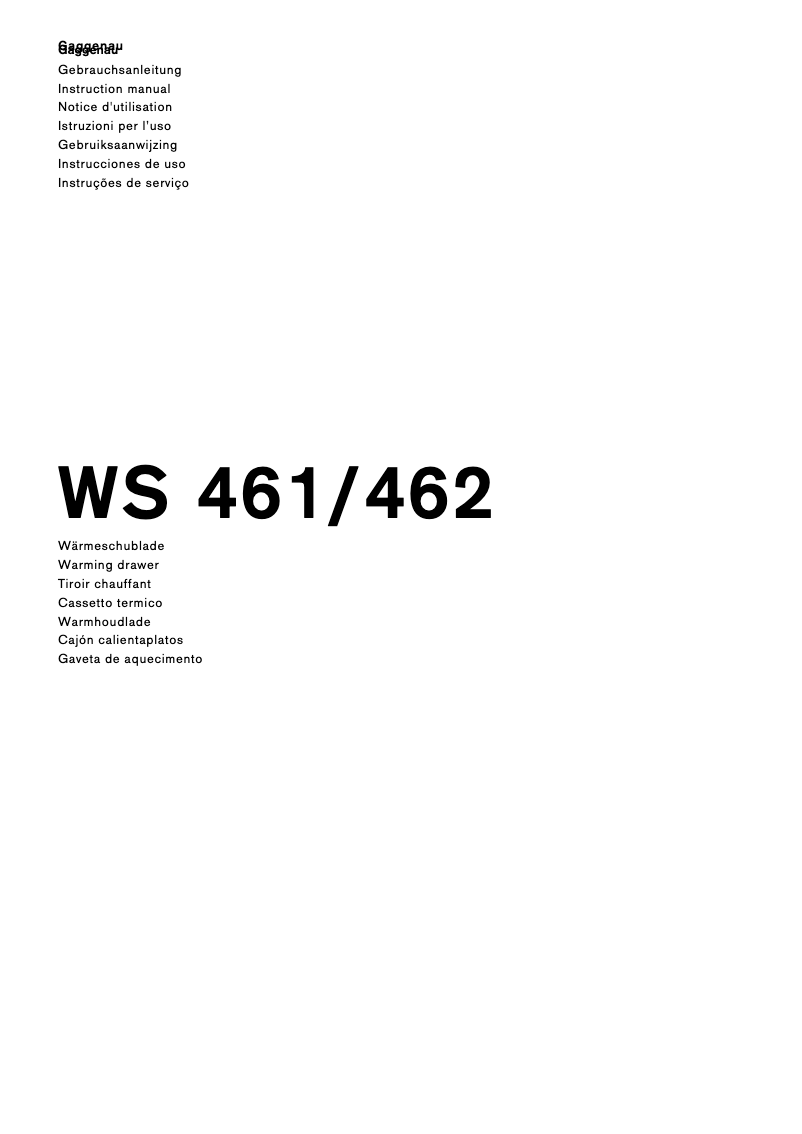 Página 1 del manual Manual de usuario Gaggenau WS462100