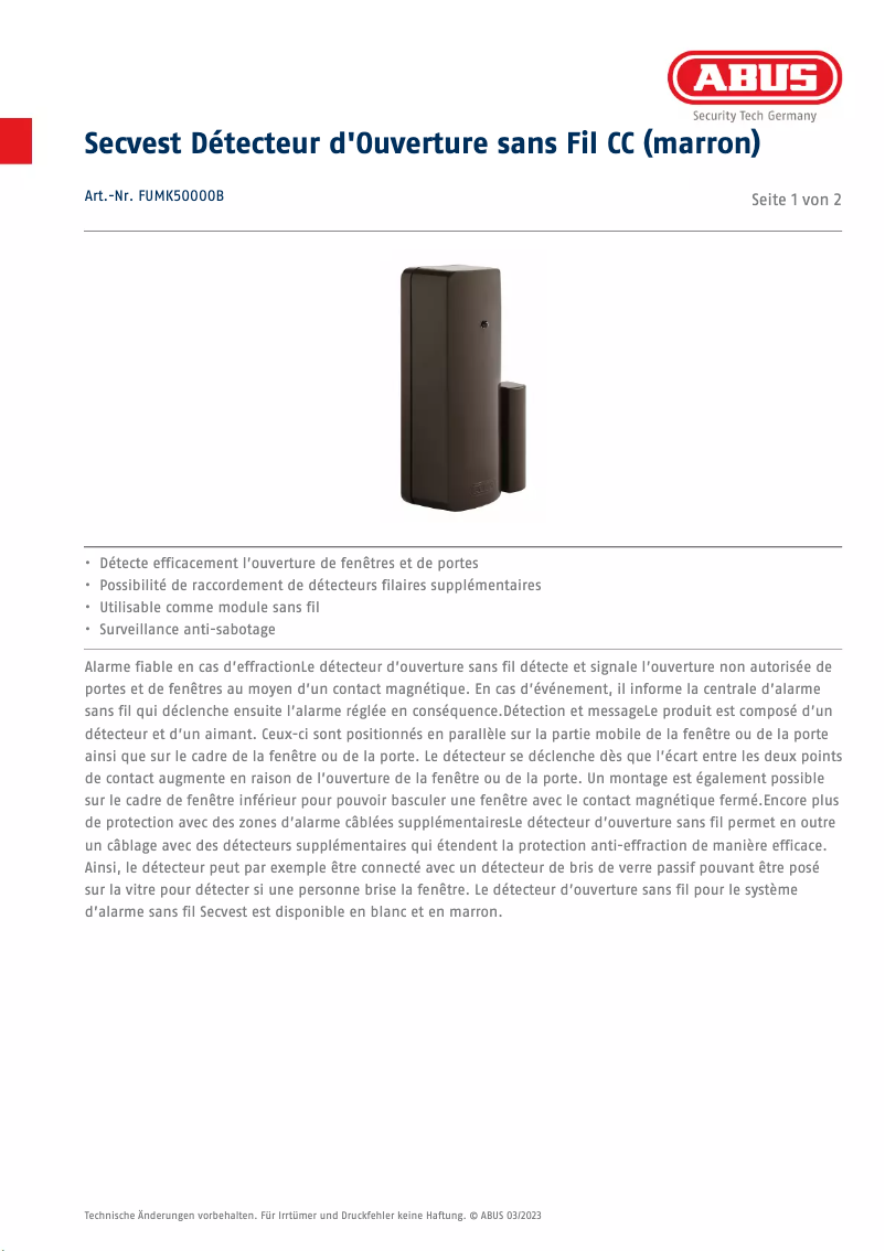 Imagen de la primera página del manual del dispositivo FUMK50000B