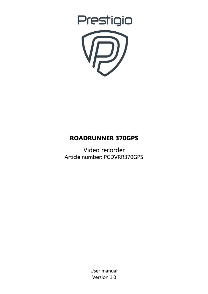 Image de la première page du manuel de l'appareil RoadRunner 370GPS