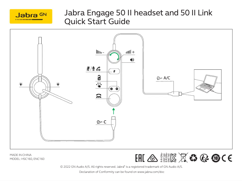 Página 1 del manual Guía de inicio rápido Jabra Engage 50 II