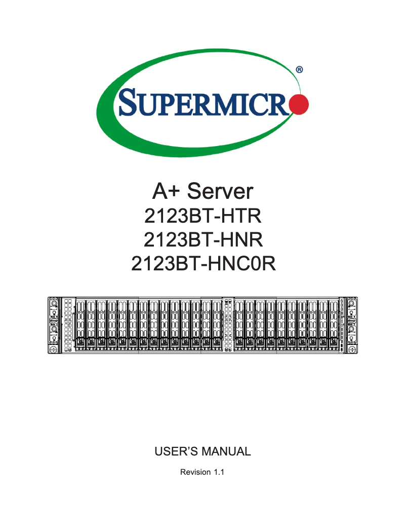 Page 1 de la notice Manuel utilisateur Supermicro A+ Server 2123BT-HNC0R