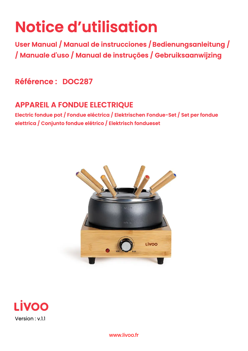 Page 1 de la notice Manuel utilisateur Livoo DOC287