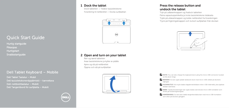 Page 1 de la notice Guide de démarrage rapide Dell Venue 11 Pro 5130