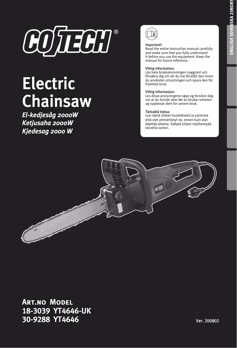 Image de la première page du manuel de l'appareil YT4646